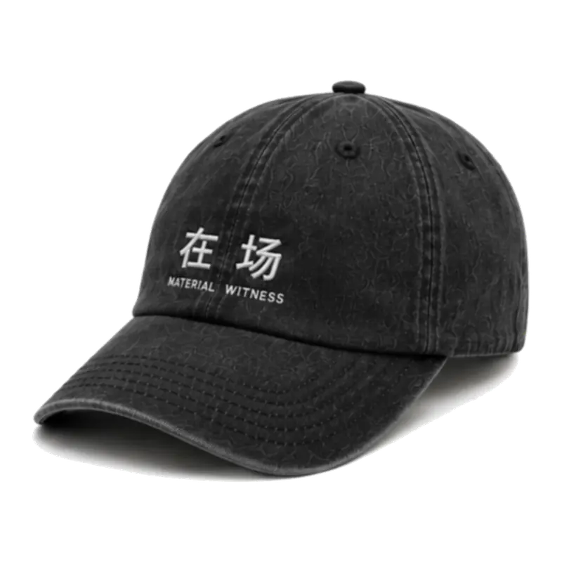 MW–003 washed black Presence cap, alternate angled view