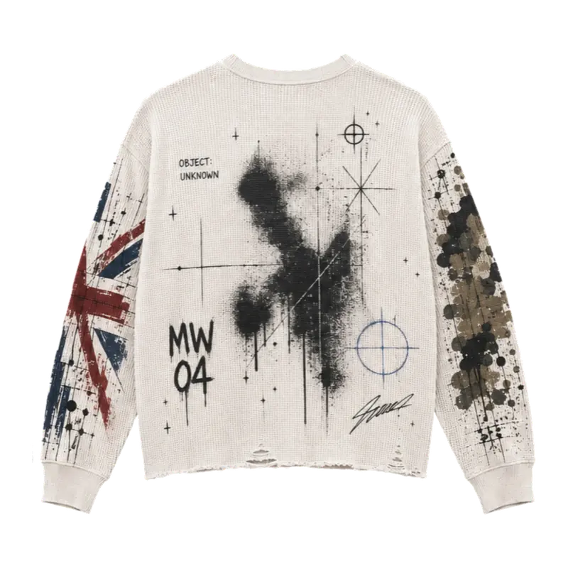 MW–004 bone waffle distressed graphic thermal, back view