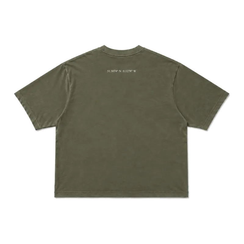 MW–007 olive coordinate basic T-shirt, back view